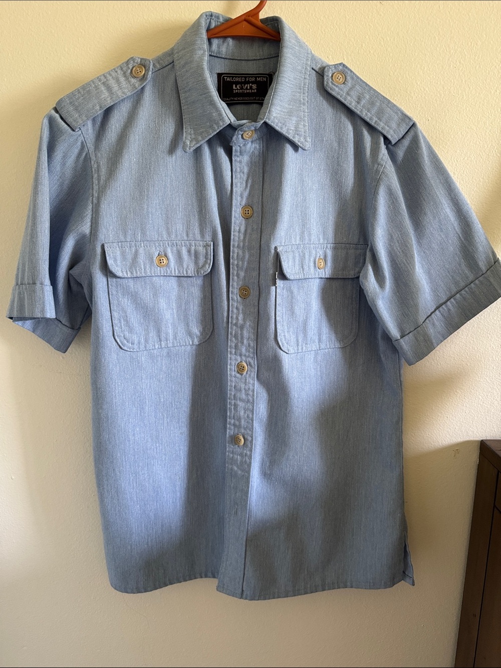1970s Levi's Light Blue Short-Sleeve Button-Down Utility Shirt
